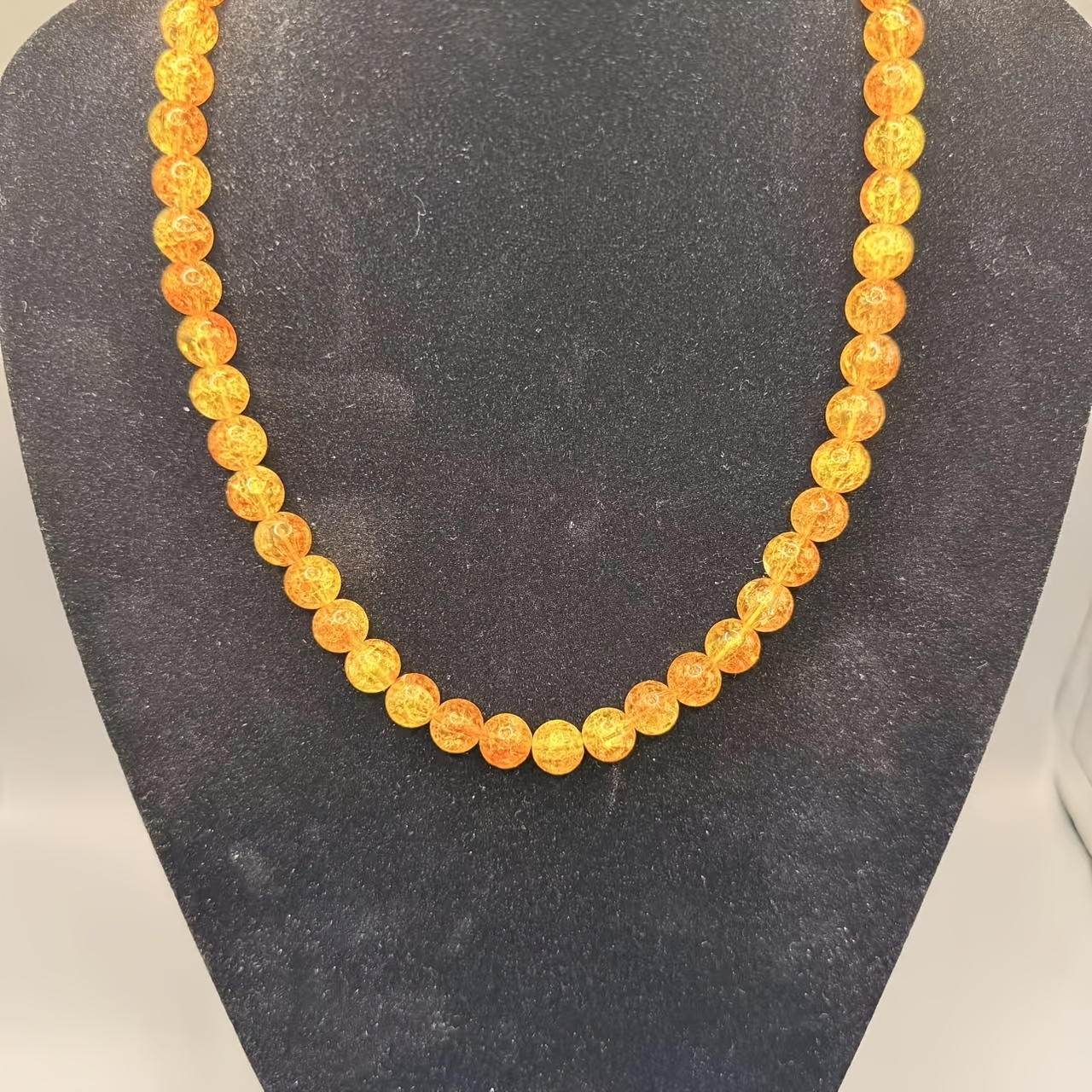 Unisex Baltic Amber Necklace, Minimalist Smooth Beaded Chain